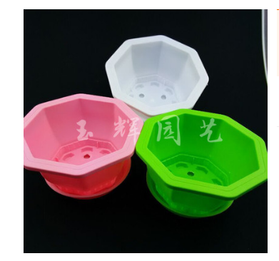 特價批發八角花盆塑料花盆 加厚型 耐用園藝花盆 帶托盤 多色可選