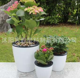 批發(fā)懶人花盆自動吸水室內(nèi)盆栽免澆水樹脂花盆白色塑料盆栽花盆